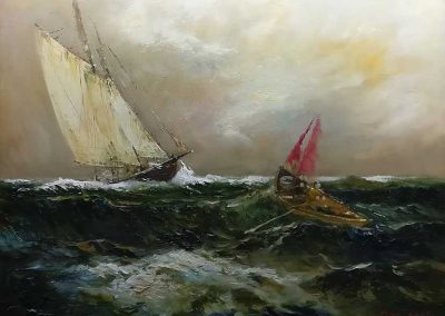 Joe Purcell - "Dory Approaching the BLUENOSE"