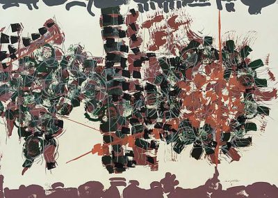 Jean-Paul Riopelle - "Composition En Brun Voilace Rose Et Bleu Ardoise"