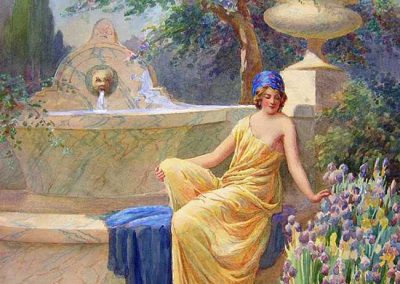 W.F. Ashburner - "Woman in Yellow Dress with Irises"